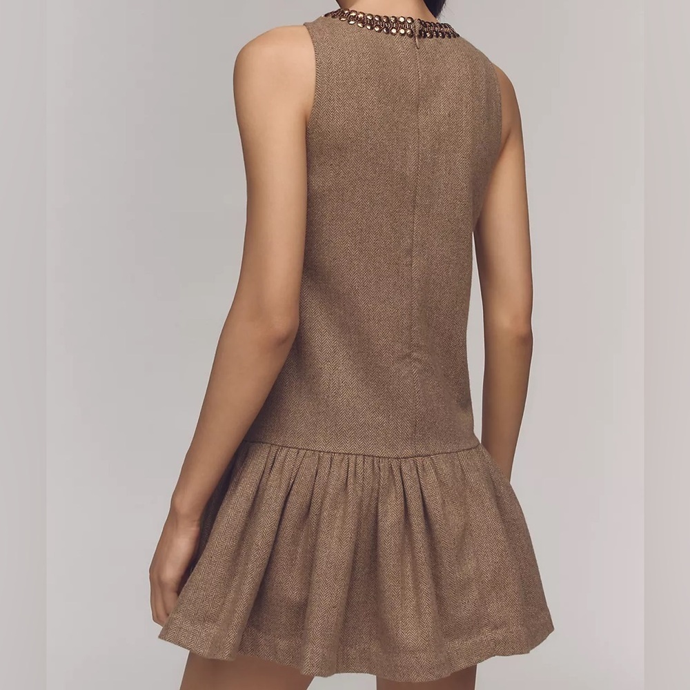 Anthropologie Beaded Keyhole Sleeveless Mini Dress - Picture 3 of 5